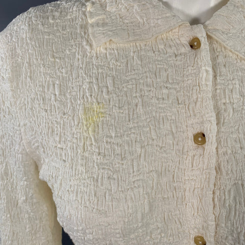 VINCE Size M Cream Cotton Blend Wrinkled Buttoned Casual Top