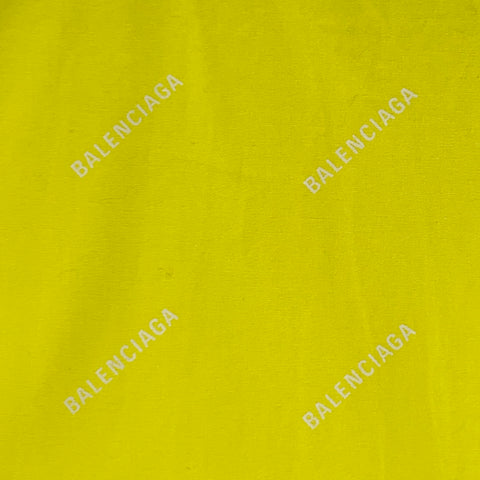 BALENCIAGA Size M Yellow White Logo Cotton Button Down Collar One Pocket Oversized Short Sleeve Shirt
