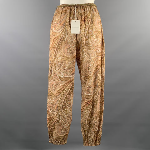 ZIMMERMANN Size 10 Tan Peach Cotton Paisley Harem Casual Pants
