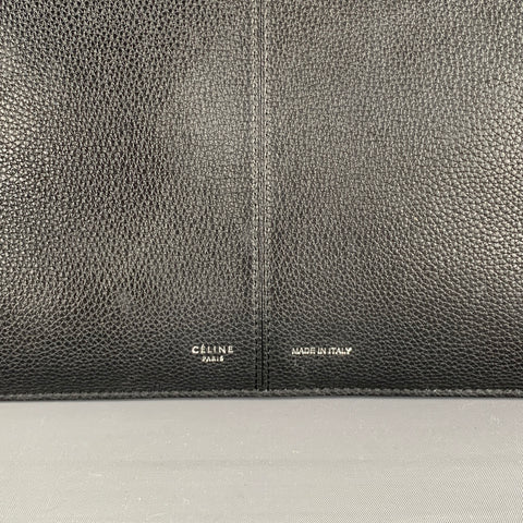CELINE Black Pebble Grain Leather Top Handles Handbag