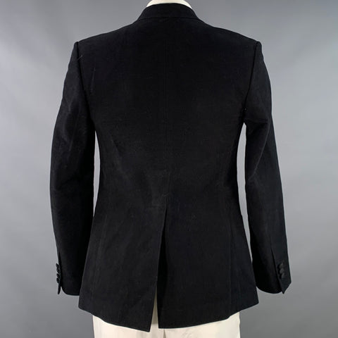 DOLCE & GABBANA Size 42 Black Moleskin Cotton Blend Sport Coat