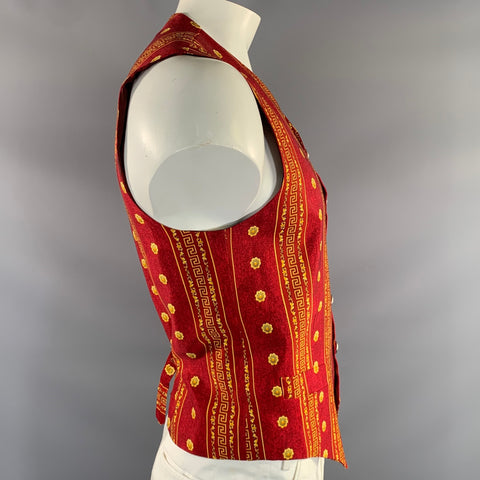 VERSACE CLASSIC Chest Size 42 Red Yellow Geometric Cotton Viscose Vest