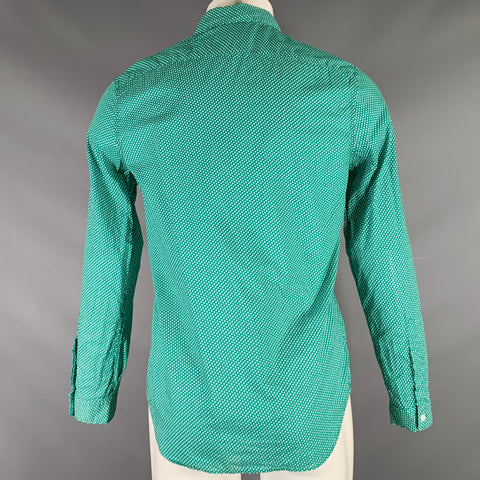 BURBERRY PRORSUM 2011 Size S Green White Polka Dot Cotton Long Sleeve Shirt