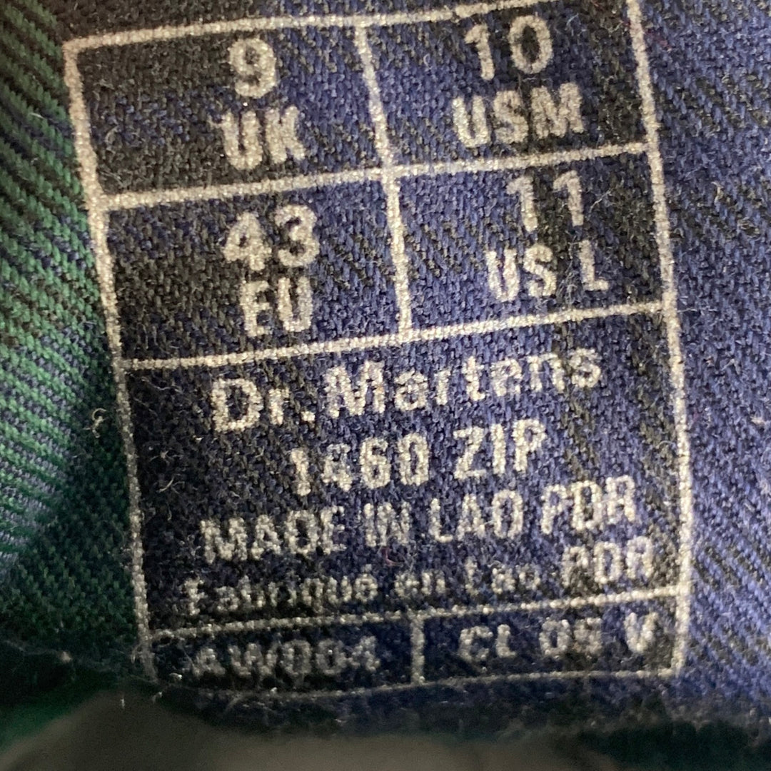 DR. MARTENS Size 10 Green Navy Blackwatch Plaid Wool Lace Up Boots