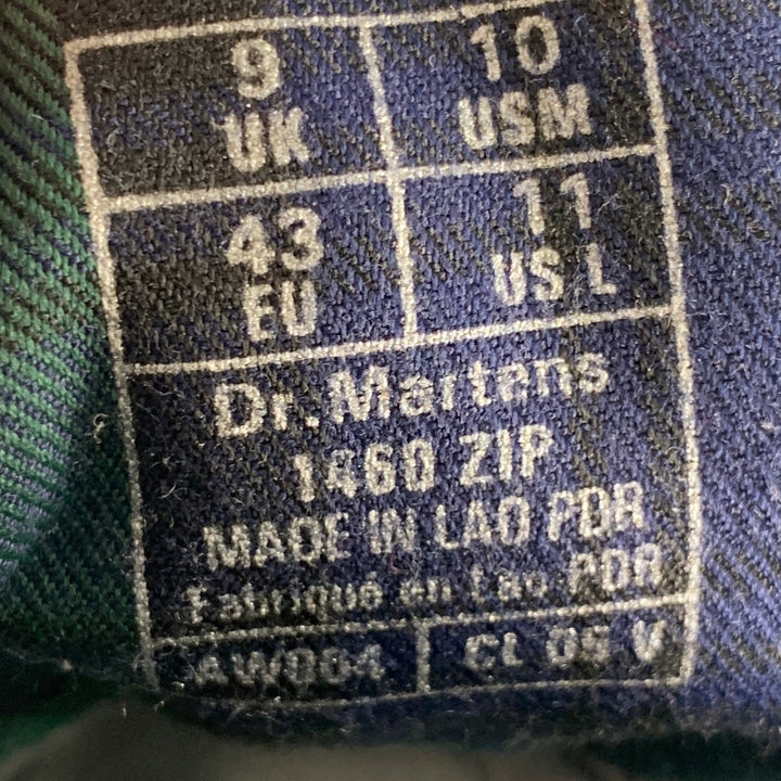 DR. MARTENS Size 10 Green Navy Blackwatch Plaid Wool Lace Up Boots