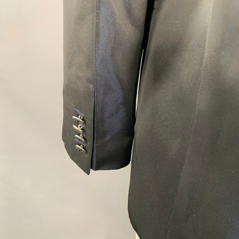 CARLO PIGNATELLI Size 42 Long Black Blue Tornasol Acetate Sport Coat