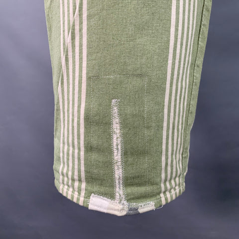 TENDER CO. Size L Green White Stripe Cotton Straight Button Fly Casual Pants