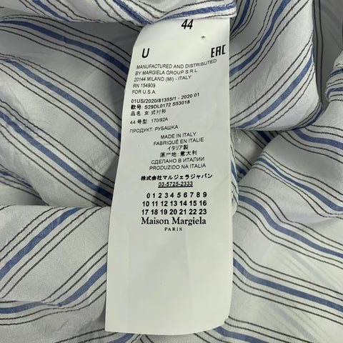 MAISON MARGIELA Size XS White Blue Cupro Short Sleeve Shirt