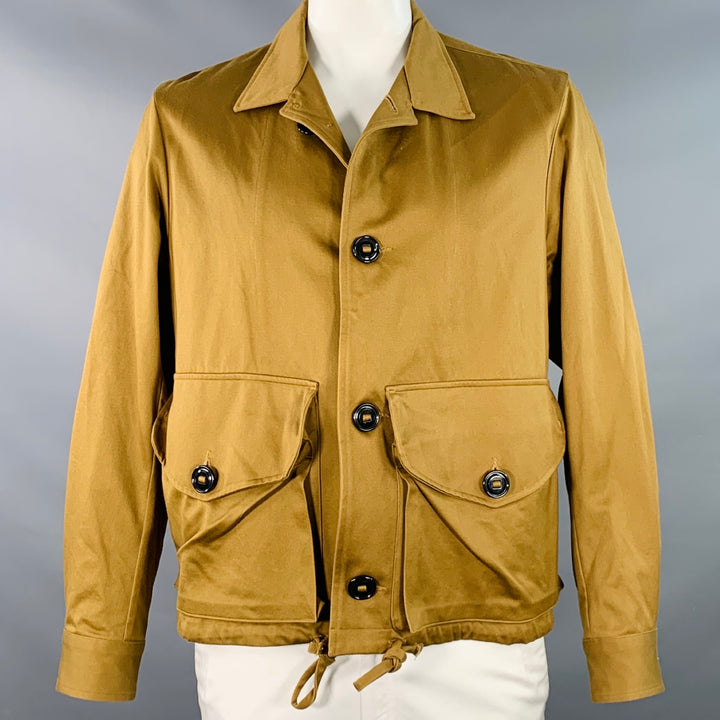 MONITALY FW22 Size XL Brown Cotton Sateen Two Pockets Button Up Jacket