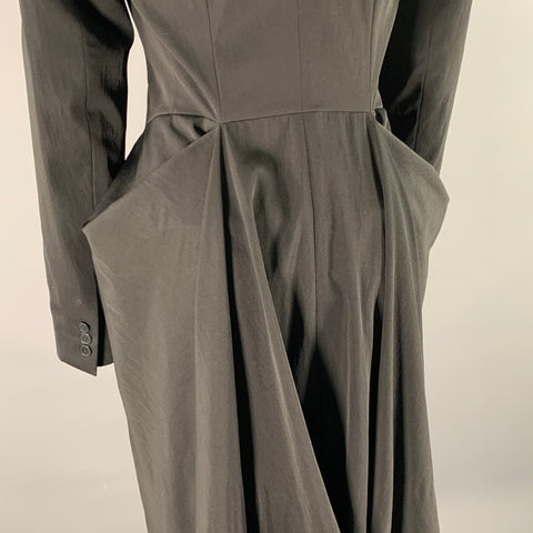 DONNA KARAN Size 6 Black Pink Wool Blend Coat