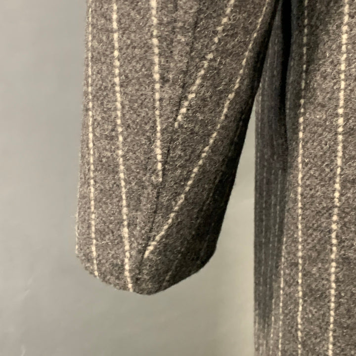 PAUL SMITH Size 38 Grey Chalkstripe Wool Blend Notch Lapel Coat