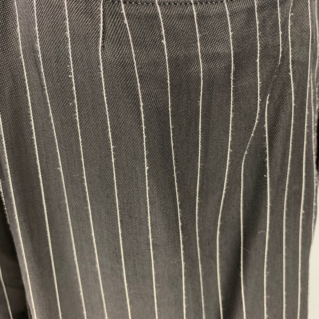 COMME des GARCONS 1980s Talla S Pantalón de vestir de pierna ancha con rayas de rayón blanco y negro