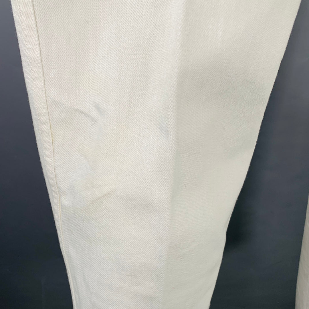 ADRET Size 34 White Pleated Tapered Casual Pants