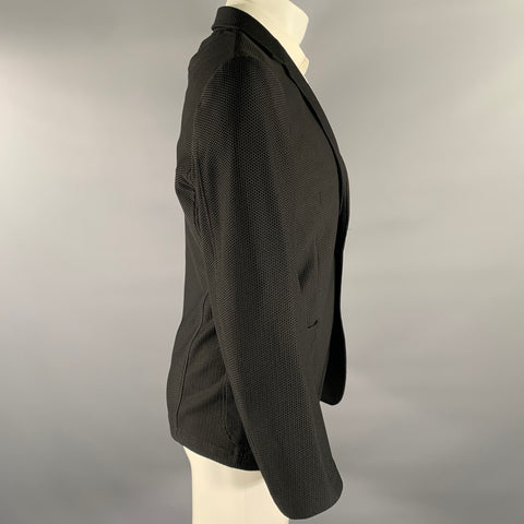 ARMANI COLLEZIONI Size 40 Black Waffle Knit Wool Blend Sport Coat