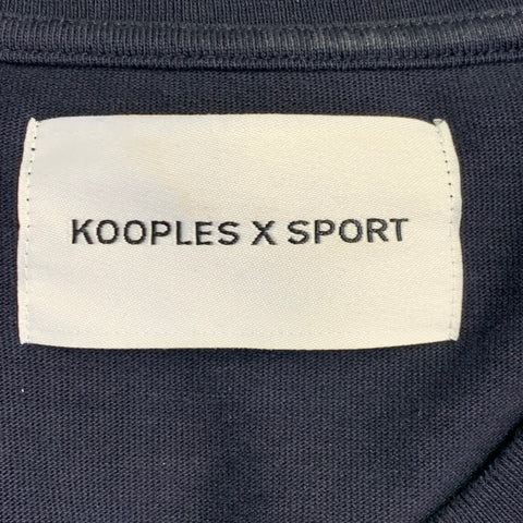 KOOPLES x SPORT Size L Navy Blue White Skull Embroidery Short Sleeve T-shirt