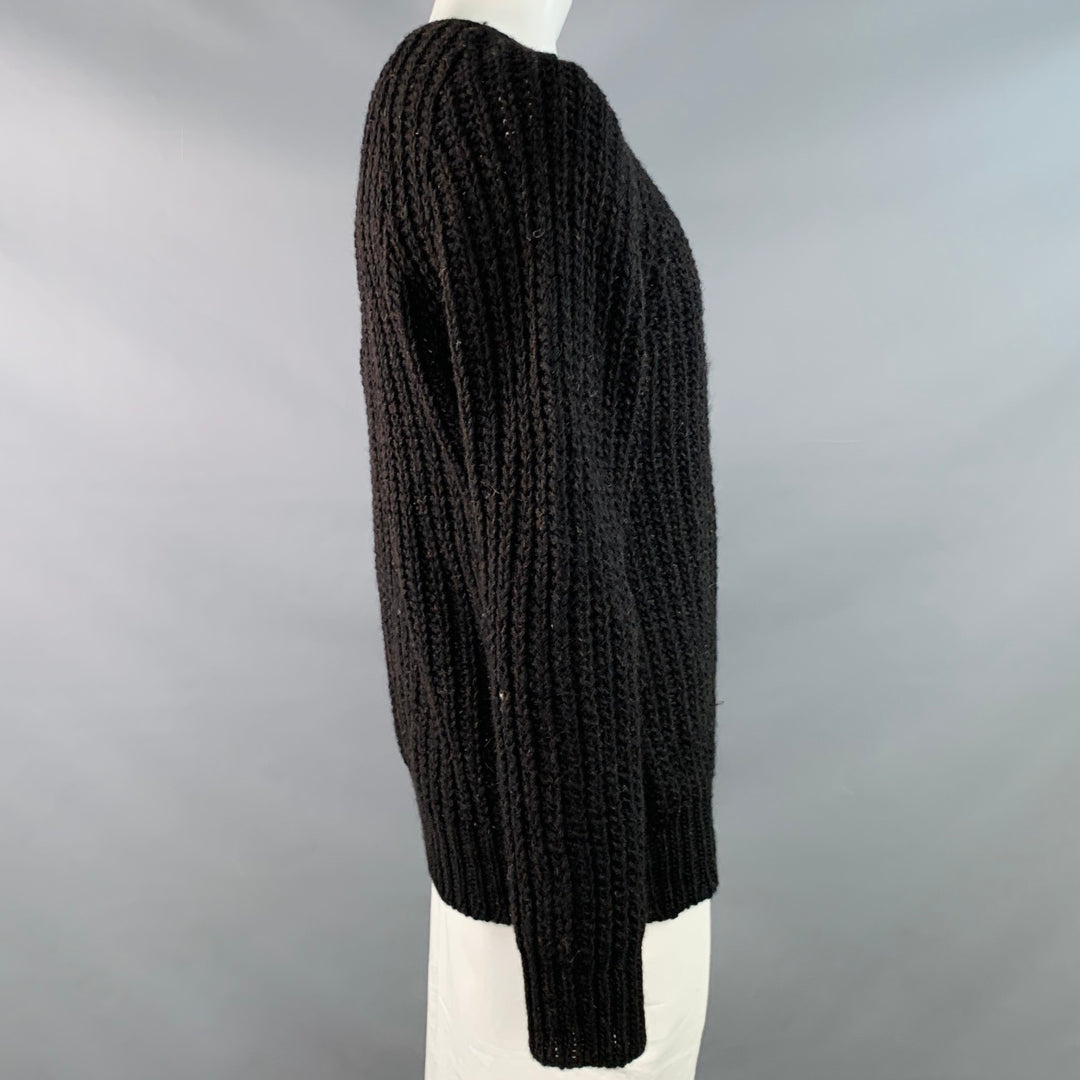 TENDER CO. Size XL Brown Heather Virgin Wool Rib Knit Crew Neck Sweater