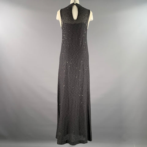 BRUNELLO CUCINELLI Size S Grey Tan Linen Silk Color Block Sequin Maxi Long Dress