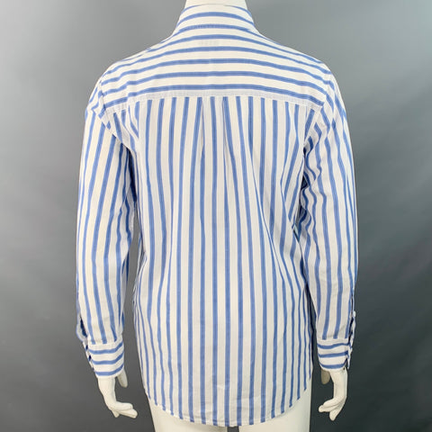 EQUIPMENT Size L Blue White Cotton Stripe Button Down Collar Shirt