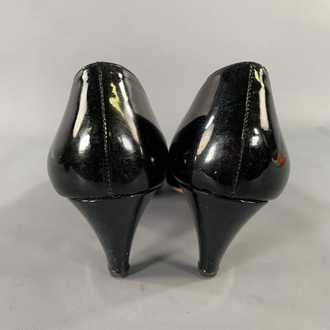 PRADA Size 8 Black Patent Leather 11312B Patent Pointed Toe Pumps