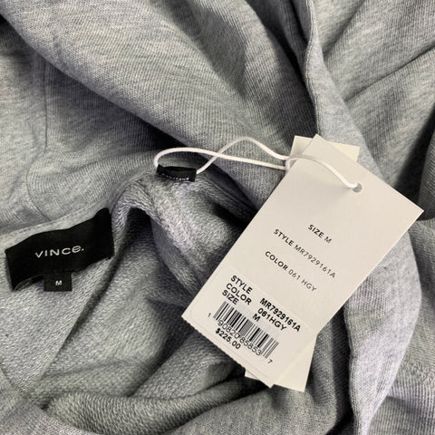 VINCE Size M Grey Heather Cotton Hooded Sweatshirt