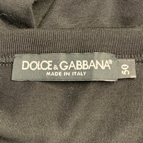 DOLCE & GABBANA Size M Black Cotton Jersey V-Neck T-shirt