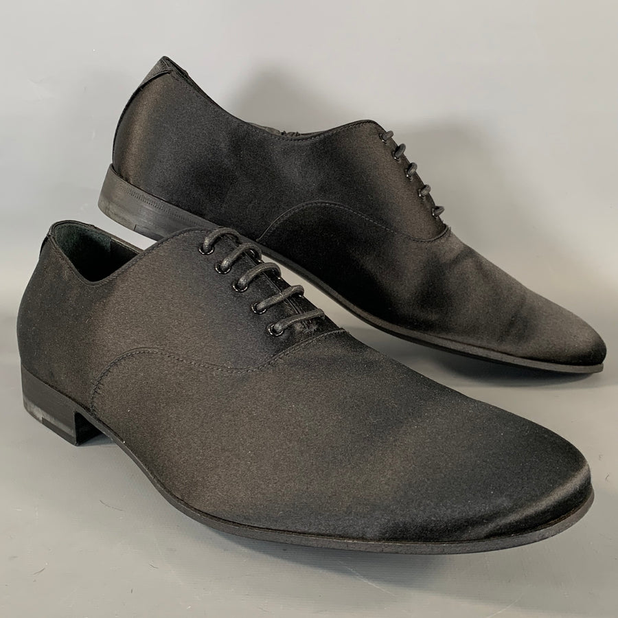JIL SANDER Size 9 Black Silk Lace Up Lace Up Shoes