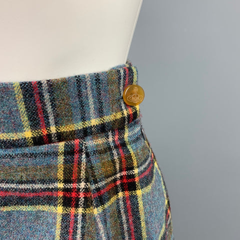 VIVIENNE WESTWOOD FW 1994 Size 4 Blue Red Wool Tartan Plaid Skirt Suit