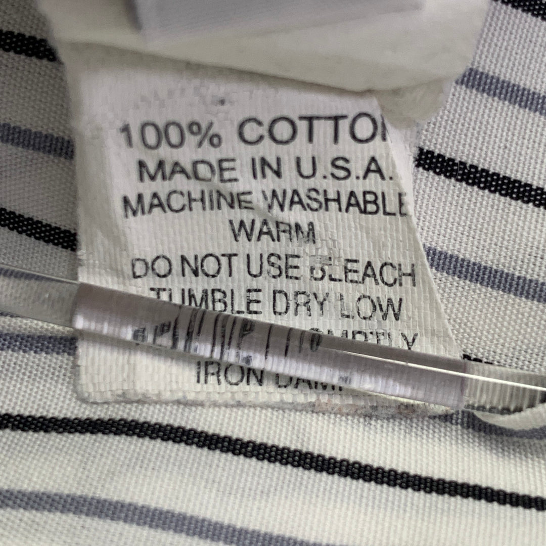 THOM BROWNE Size M White Grey Black Stripe Cotton One Pocket Long Sleeve Shirt