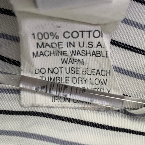 THOM BROWNE Size M White Grey Black Stripe Cotton One Pocket Long Sleeve Shirt