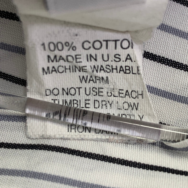 THOM BROWNE Size M White Grey Black Stripe Cotton One Pocket Long Sleeve Shirt