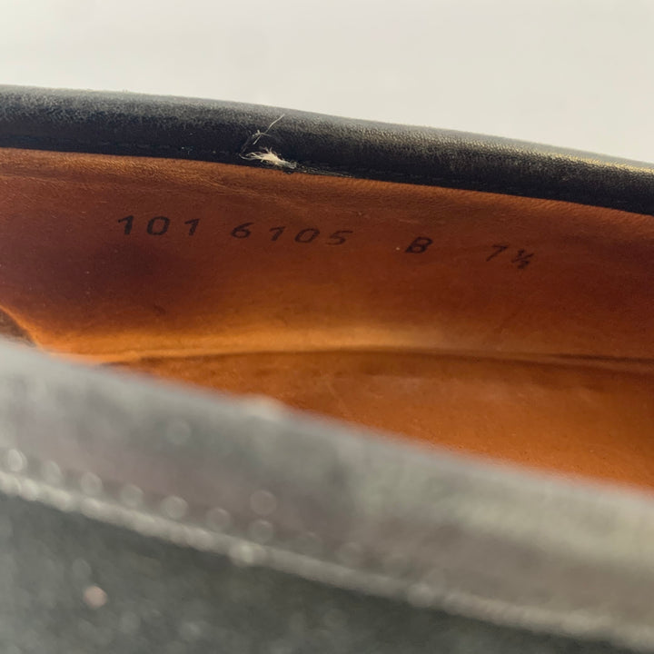 GUCCI Size 7.5 Black Gold Suede Horsebit Flats