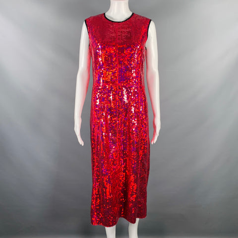 MARC JACOBS Size 0 Red Polyester Sequined Shift Dress