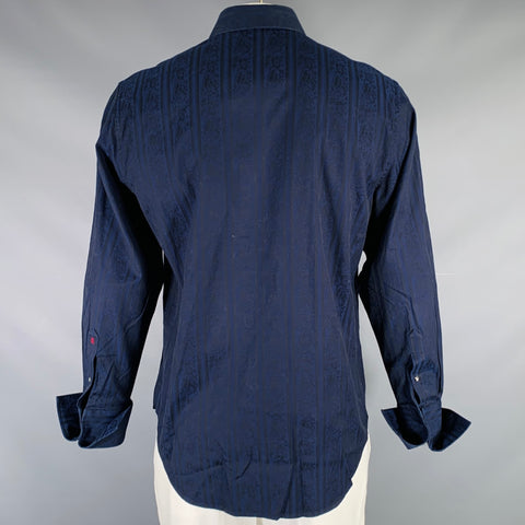 ROBERT GRAHAM Size L Navy Black Stripe Cotton French Cuff Long Sleeve Shirt