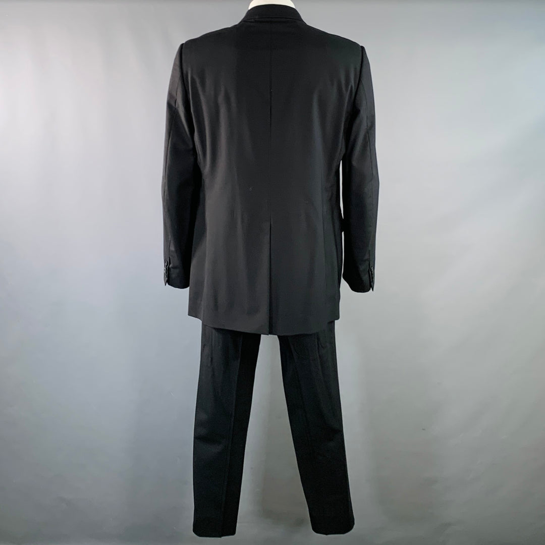 DOLCE & GABBANA Size 46 Black Virgin Wool Blend Notch Lapel Suit