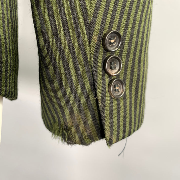 COMME des GARCONS Size M Green Navy Stripe Dot Wool Blend Sport Coat