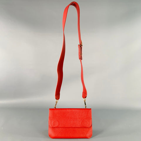CUYANA Red Pebble Grain Leather Clutch Crossbody Bag