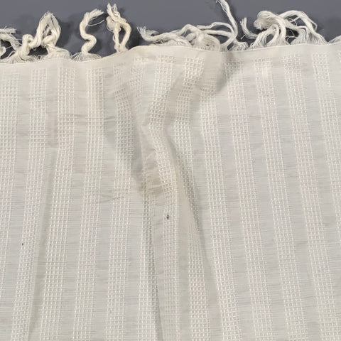 BALENCIAGA Cream Woven Fringe Scarf Shawl