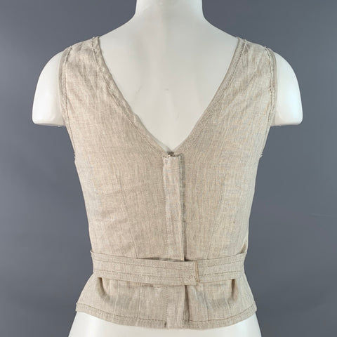 PHILOSOPHY di ALBERTA FERRETTI Size 4 Beige Oatmeal Linen Tank Belted Casual Top
