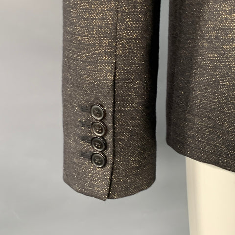 PAUL SMITH Size M Black Metallic Gold Wool Blend Single Button Jacket Blazer