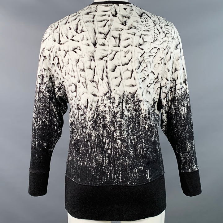 HELMUT LANG Size M Black White Abstract Print Viscose Blend Contrast Trim Crew Neck Pullover