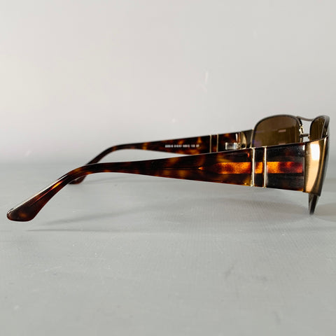 PERSOL Brown Tortoiseshell Acetate Metal Polarized Aviator Sunglasses