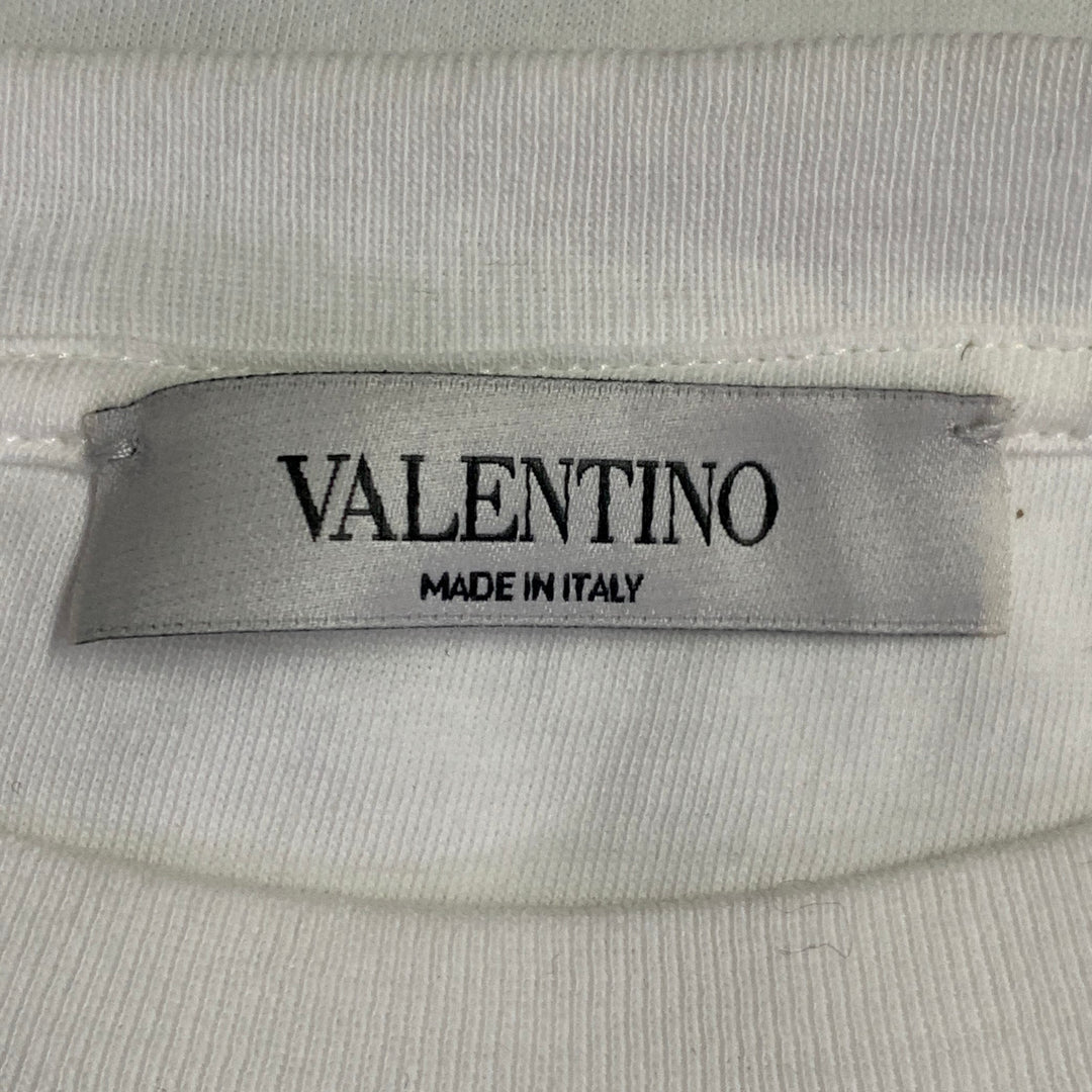 VALENTINO Size XL White Logo Cotton Short Sleeve Crew Neck T-shirt