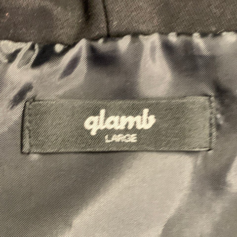 GLAMB Size L Black White Polyester Blend Contrast Stitch Hooded Jacket