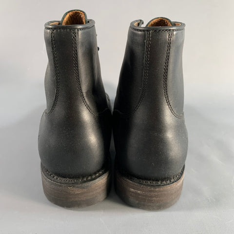 FRYE Size 8.5 Black Leather Lace Up Boots