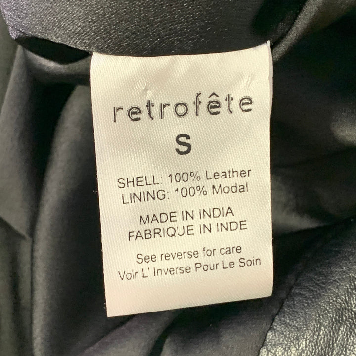 RETROFETE Size S Black Silver Leather Strapless Crystal Studded Mini Dress
