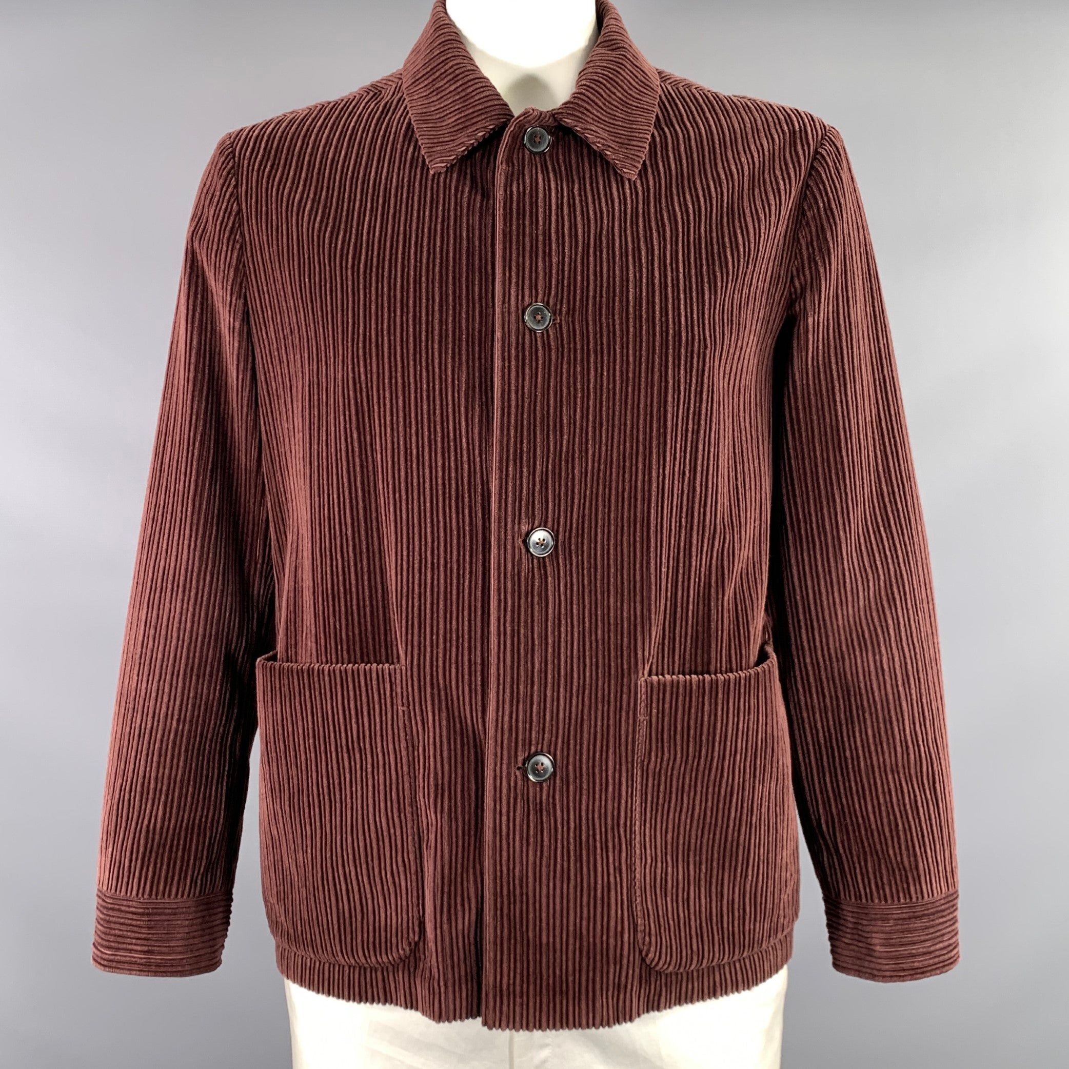 ジャケット・アウター Ermenegildo Zegna Corduroy Bomber Jacket ERMENEGILDO ZEGNA Size L Burgundy Corduroy Cotton cashmere Chore