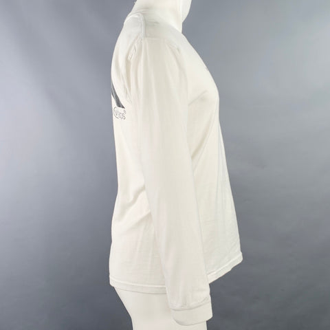 WTAPS Size S White Black Print Crew Neck Long Sleeve T-shirt