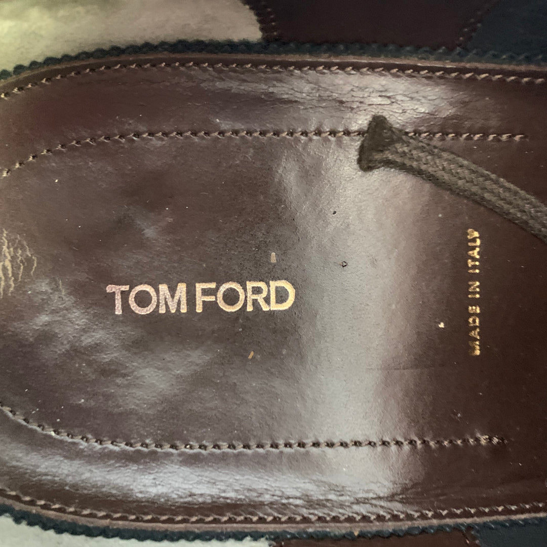 TOM FORD Size 10.5 Brown Antique Leather Wingtip Oxford Lace-Up Shoes