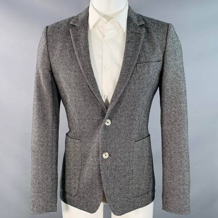 AMI by ALEXANDRE MATTIUSSI Size 36 Black Grey Woven Wool Blend Notch Lapel Sport Coat