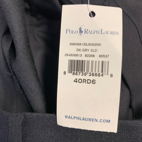 POLO by RALPH LAUREN Size 40 Grey Charcoal Virgin Wool Pleated Dress Pants